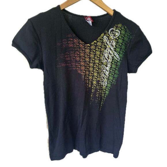 Hi Life 100% Cotton Hawaiian Reggae Jawaiian Ombre Graphic V Neck T-Shirt L - Picture 1 of 5